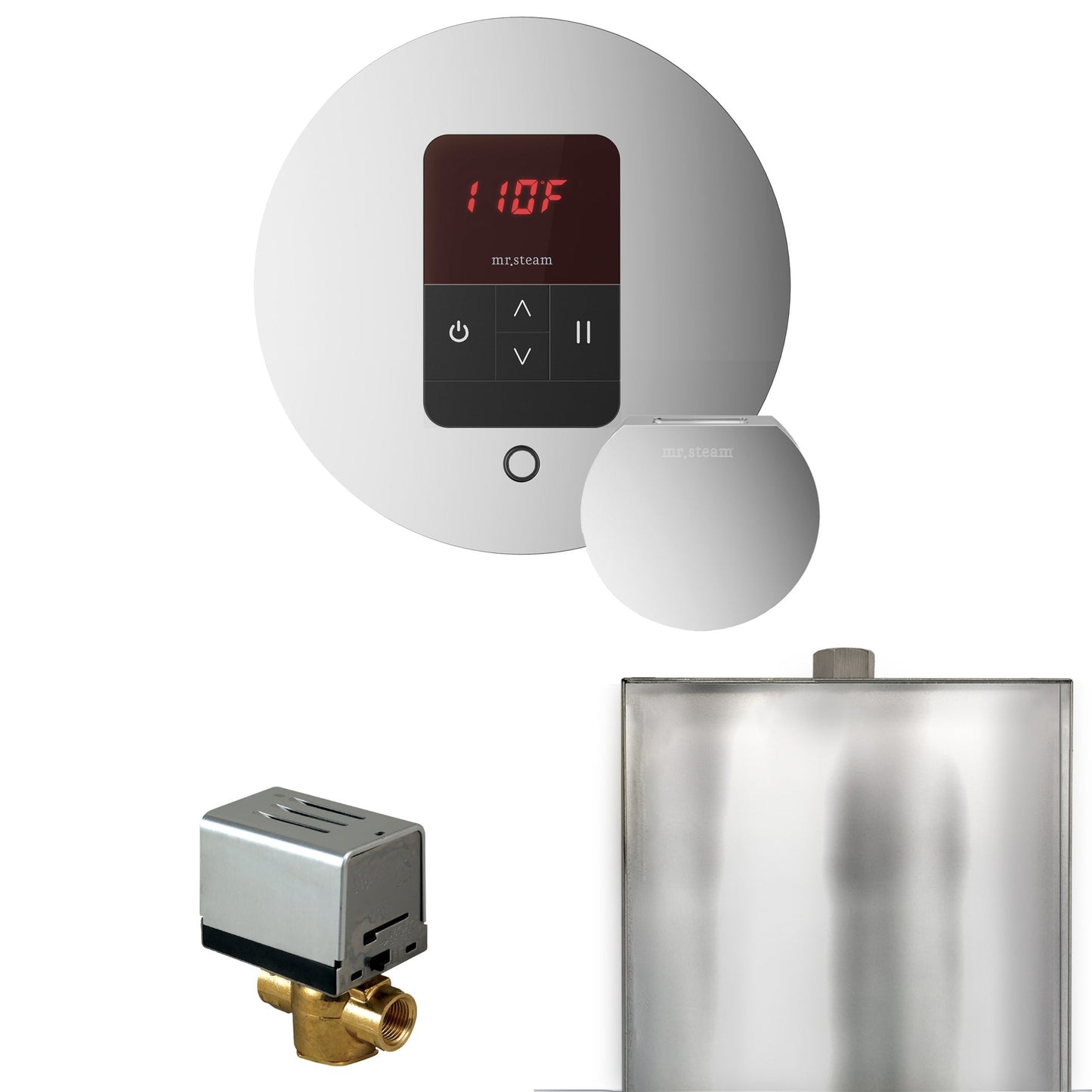 Basic Butler Steam Shower Control Package with Round iTempo Control and Steamhead