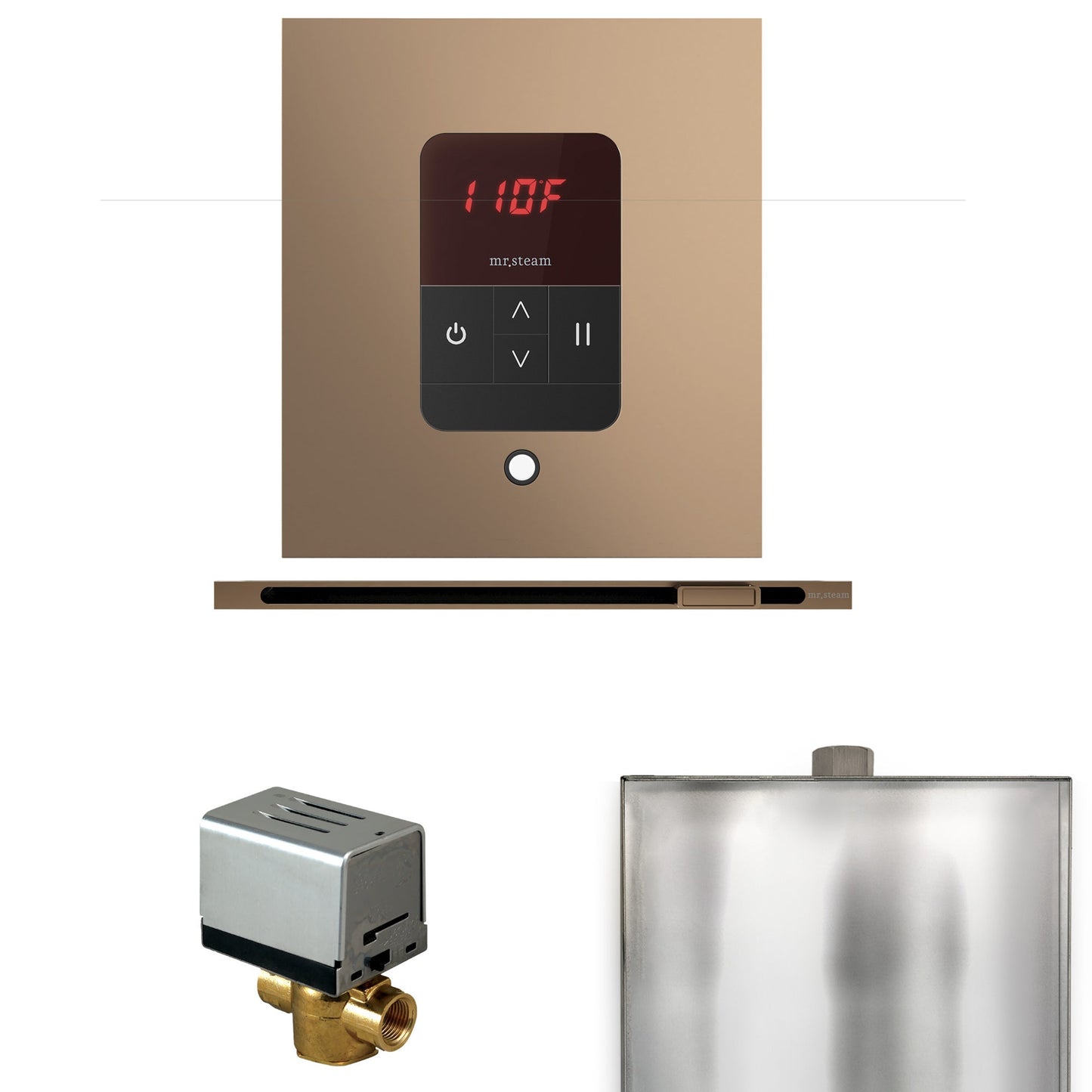 Basic Butler Steam Shower Control Package with Square iTempo Control and Linear Steamhead