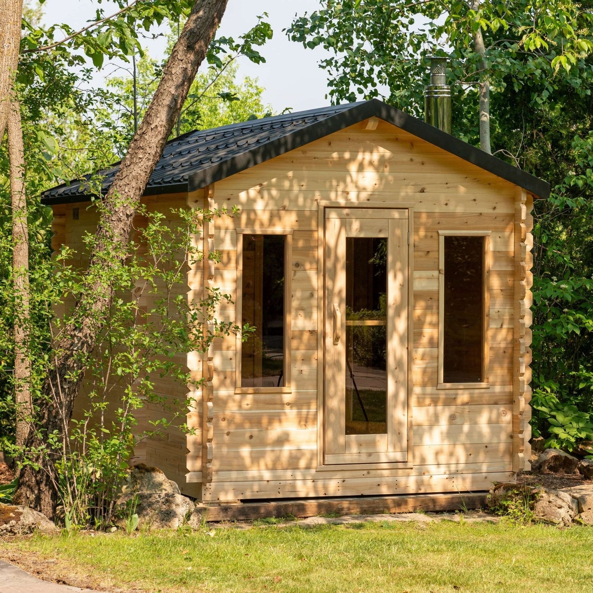 Dundalk CT Georgian 6 Person Outdoor Sauna with Changeroom - The Sauna Solution