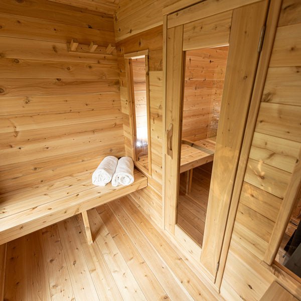 Dundalk CT Georgian 6 Person Outdoor Sauna with Changeroom - The Sauna Solution LLC