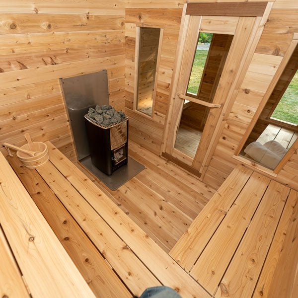 Dundalk CT Georgian 6 Person Outdoor Sauna with Changeroom - The Sauna Solution LLC