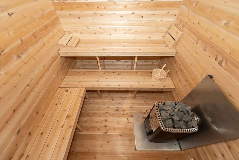 Dundalk CT Georgian 6 Person Outdoor Sauna with Changeroom - The Sauna Solution LLC
