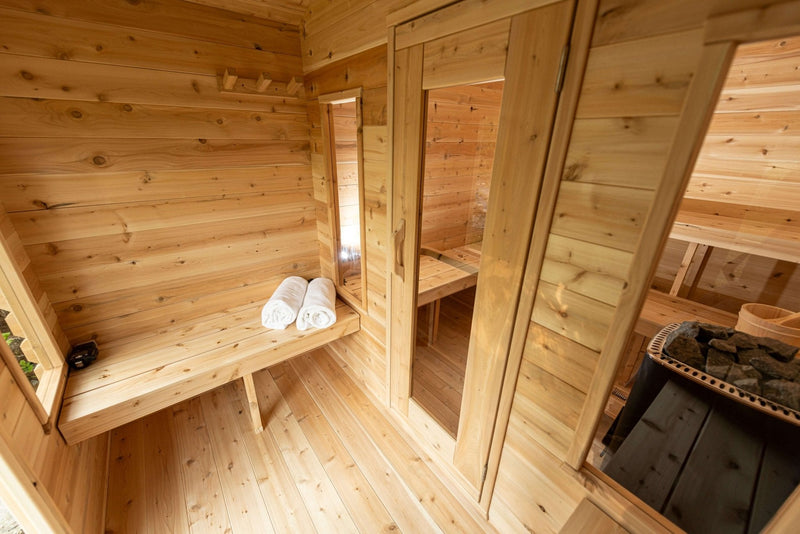 Dundalk CT Georgian 6 Person Outdoor Sauna with Changeroom - The Sauna Solution LLC