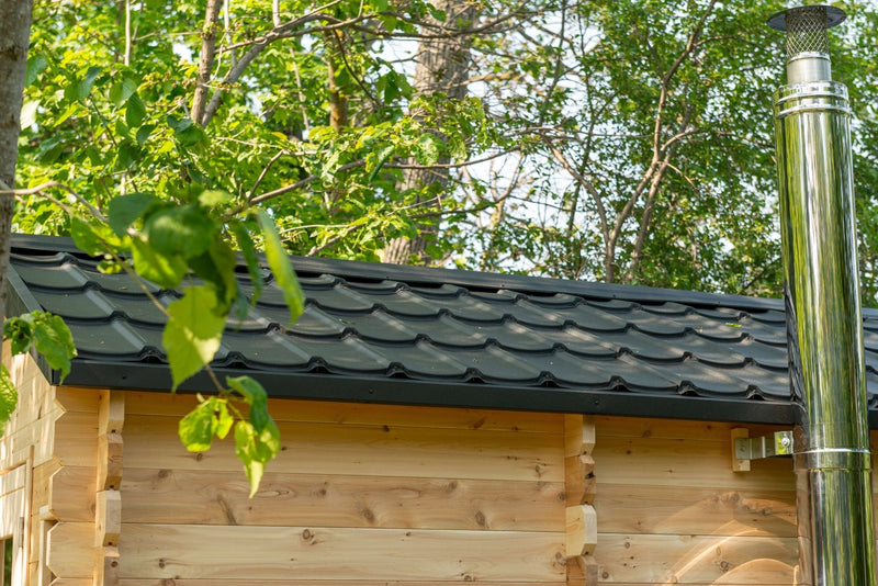Dundalk CT Georgian 6 Person Outdoor Sauna with Changeroom - The Sauna Solution LLC