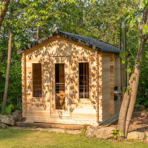 Dundalk CT Georgian 6 Person Outdoor Sauna with Changeroom - The Sauna Solution LLC