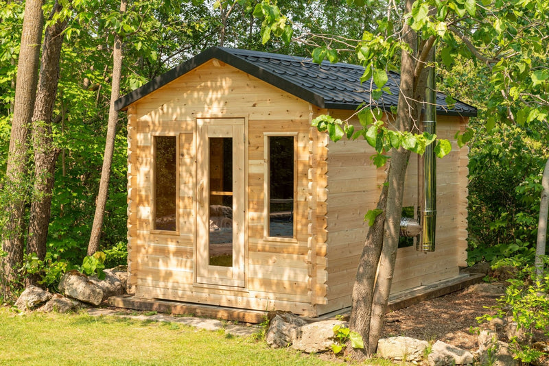 Dundalk CT Georgian 6 Person Outdoor Sauna with Changeroom - The Sauna Solution LLC