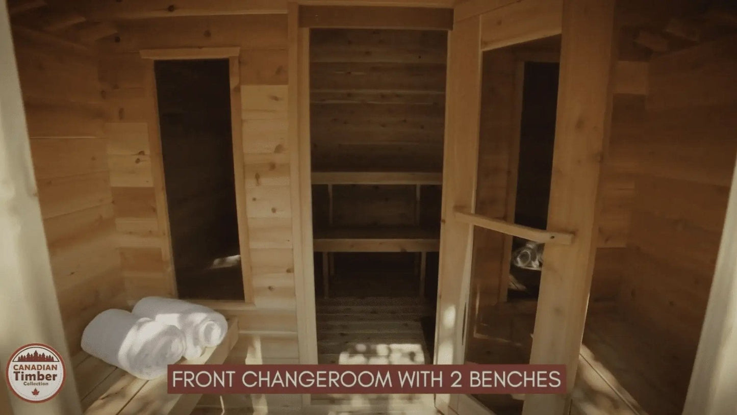 Dundalk CT Georgian 6 Person Outdoor Sauna with Changeroom - Sauna Heater Supply