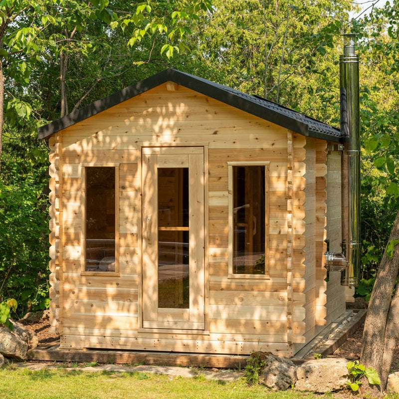 Dundalk CT Georgian 6 Person Outdoor Sauna with Changeroom - The Sauna Solution LLC
