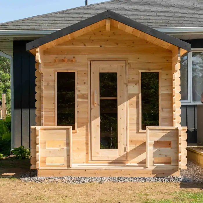 Dundalk CT Georgian 6 Person Outdoor Sauna with Porch - Sauna Heater Supply