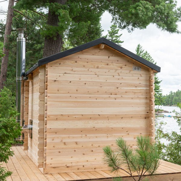 Dundalk CT Georgian 6 Person Outdoor Sauna with Porch - Sauna Heater Supply