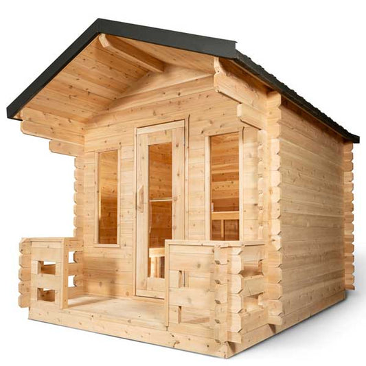 Dundalk CT Georgian 6 Person Outdoor Sauna with Porch - Sauna Heater Supply