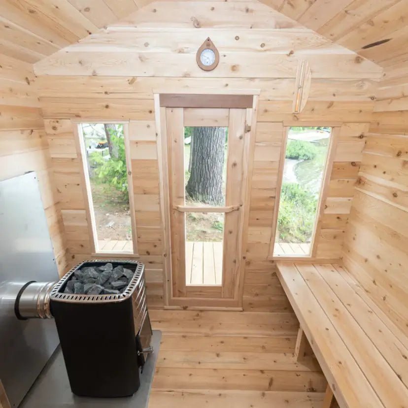 Dundalk CT Georgian 6 Person Outdoor Sauna with Porch - Sauna Heater Supply