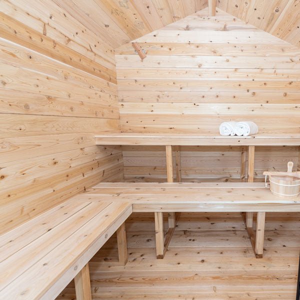 Dundalk CT Georgian 6 Person Outdoor Sauna with Porch - Sauna Heater Supply
