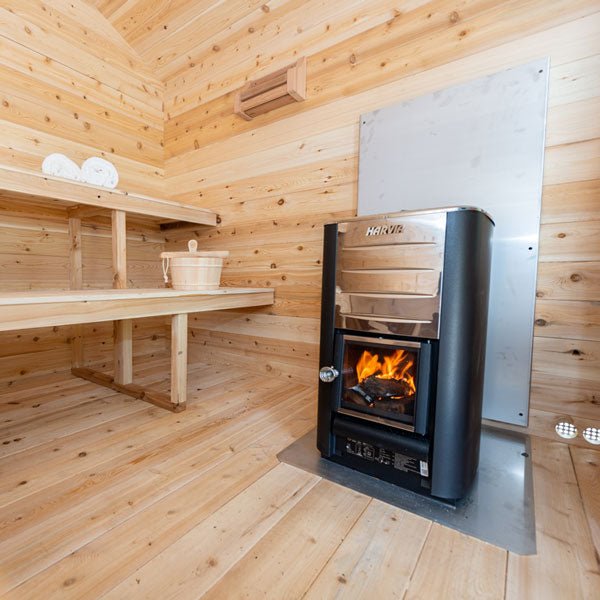 Dundalk CT Georgian 6 Person Outdoor Sauna with Porch - Sauna Heater Supply