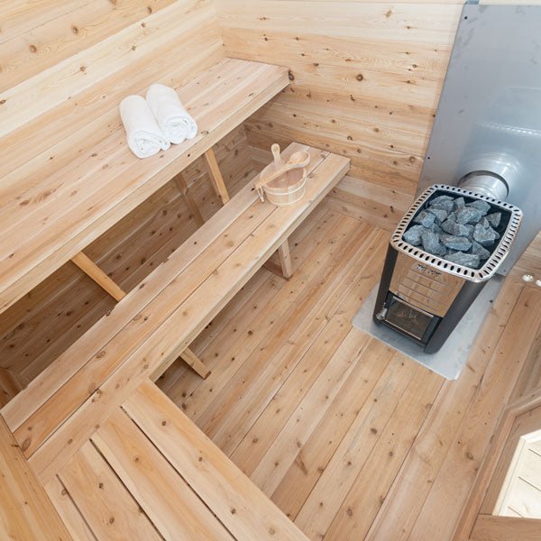 Dundalk CT Georgian 6 Person Outdoor Sauna with Porch - Sauna Heater Supply