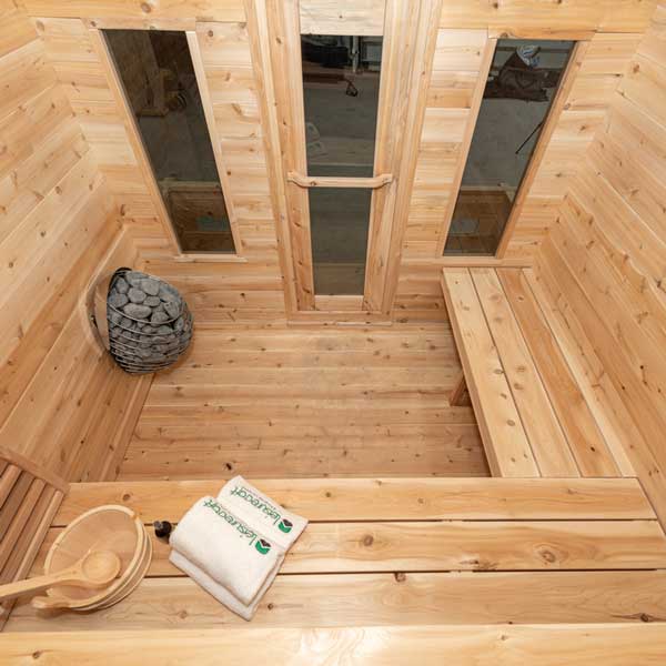 Dundalk CT Georgian 6 Person Outdoor Sauna with Porch - Sauna Heater Supply