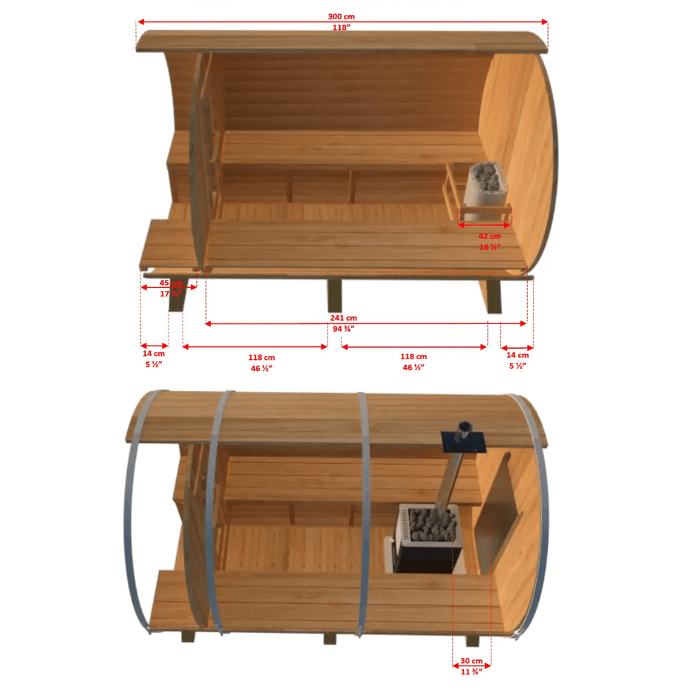 Dundalk CT Tranquility 6 Person Barrel Sauna - Sauna Heater Supply