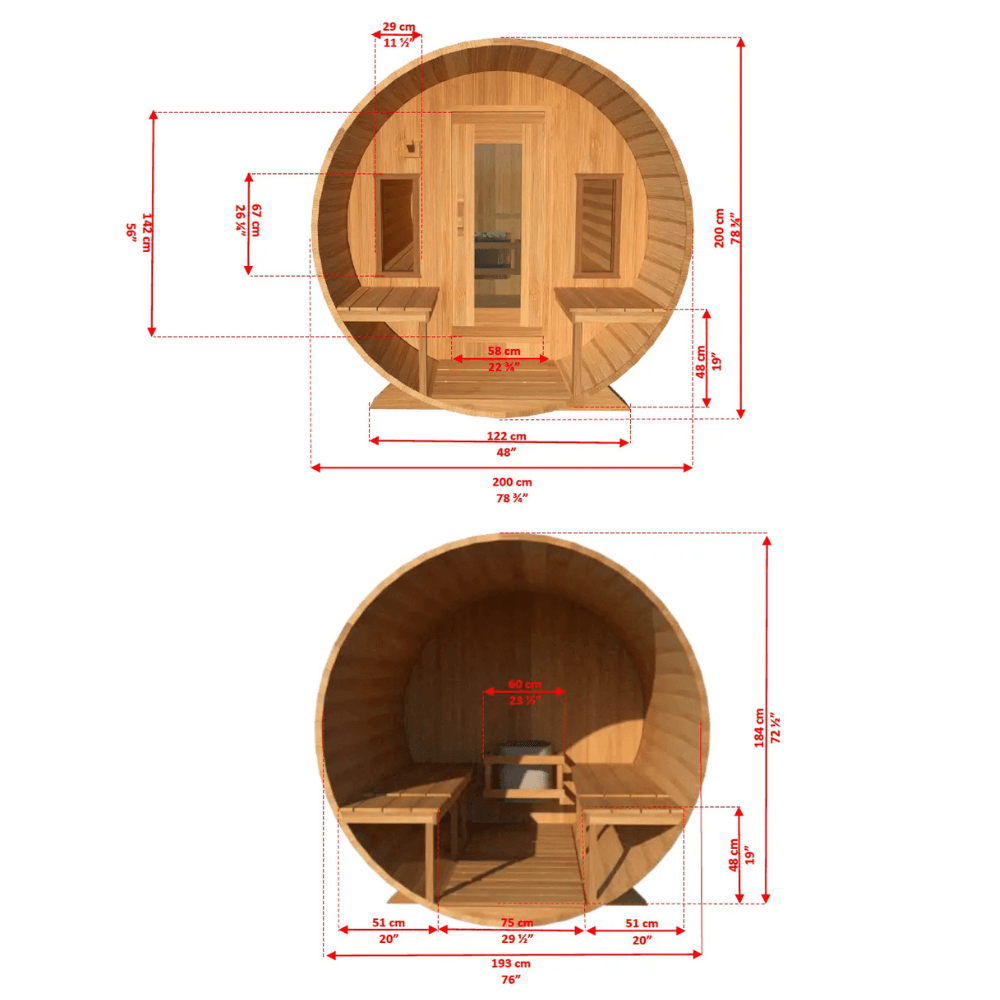Dundalk CT Tranquility 6 Person Barrel Sauna - Sauna Heater Supply