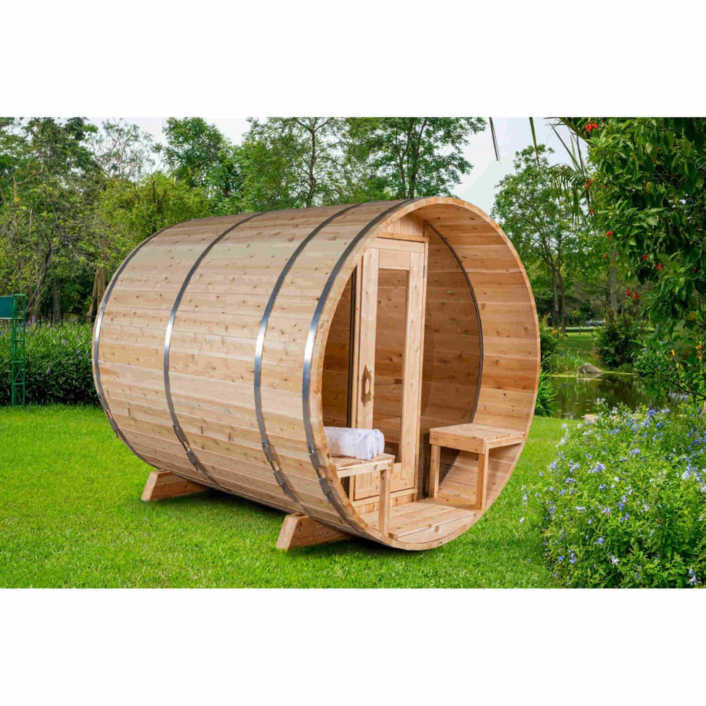 Dundalk CT Tranquility 6 Person Barrel Sauna - Sauna Heater Supply