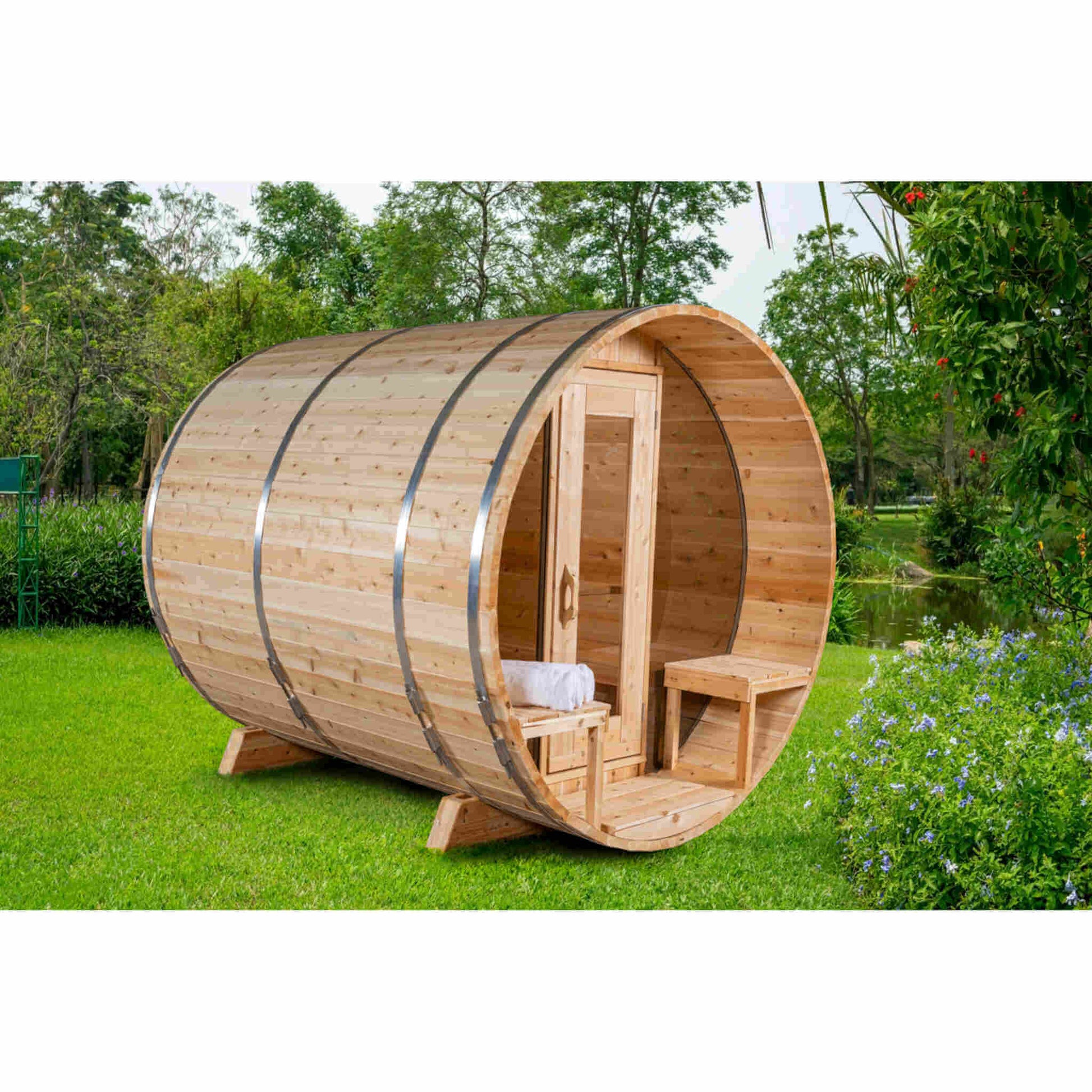 Dundalk CT Tranquility 6 Person Barrel Sauna - Sauna Heater Supply