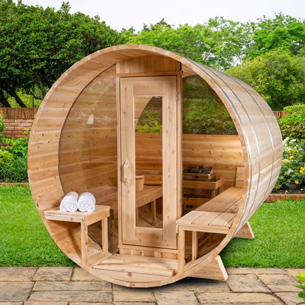 Dundalk LeisureCraft Canadian Timber Serenity MP Barrel Sauna - Sauna Heater Supply
