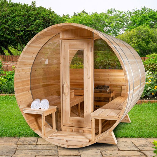 Dundalk LeisureCraft Canadian Timber Serenity MP Barrel Sauna - The Sauna Solution