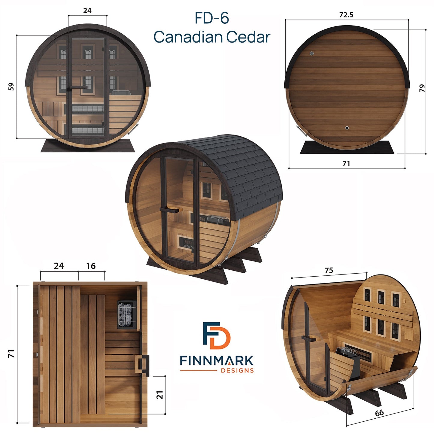 Finnmark Cedar Combination Barrel Sauna FD-6