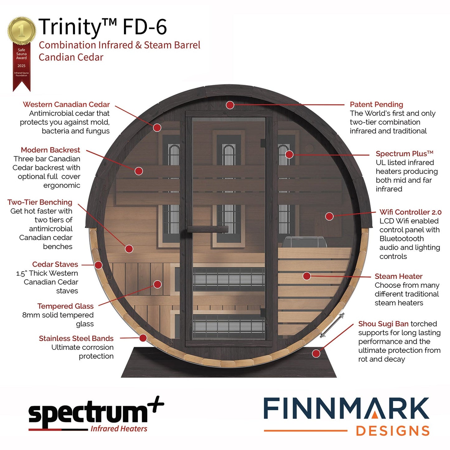 Finnmark Cedar Combination Barrel Sauna FD-6