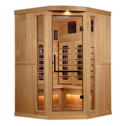 Golden Designs 2025 Reserve Edition 3 - Person Full Spectrum PureTech™ Near Zero EMF FAR Infrared Sauna with Himalayan Salt Bar (Corner Unit) - The Sauna Solution LLC