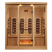 Golden Designs 2025 Reserve Edition 4 - Person Full Spectrum PureTech™ Near Zero Infrared Sauna with Himalayan Salt Bar - The Sauna Solution LLC