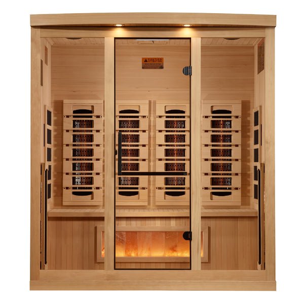 Golden Designs 2025 Reserve Edition 4 - Person Full Spectrum PureTech™ Near Zero Infrared Sauna with Himalayan Salt Bar - The Sauna Solution