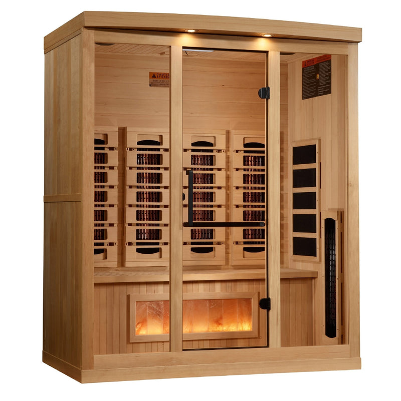 Golden Designs 2025 Reserve Edition 4 - Person Full Spectrum PureTech™ Near Zero Infrared Sauna with Himalayan Salt Bar - The Sauna Solution LLC