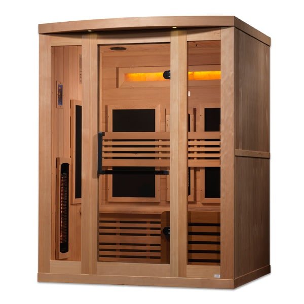 Golden Designs 3 - Person Full Spectrum PureTech™ Near Zero EMF FAR Infrared Sauna with Himalayan Salt Bar & Canadian Hemlock - The Sauna Solution LLC