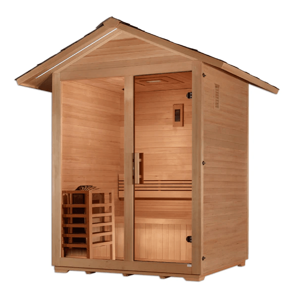 Golden Designs "Arlberg" 3 Person Traditional Outdoor Sauna - Canadian Hemlock - The Sauna Solution