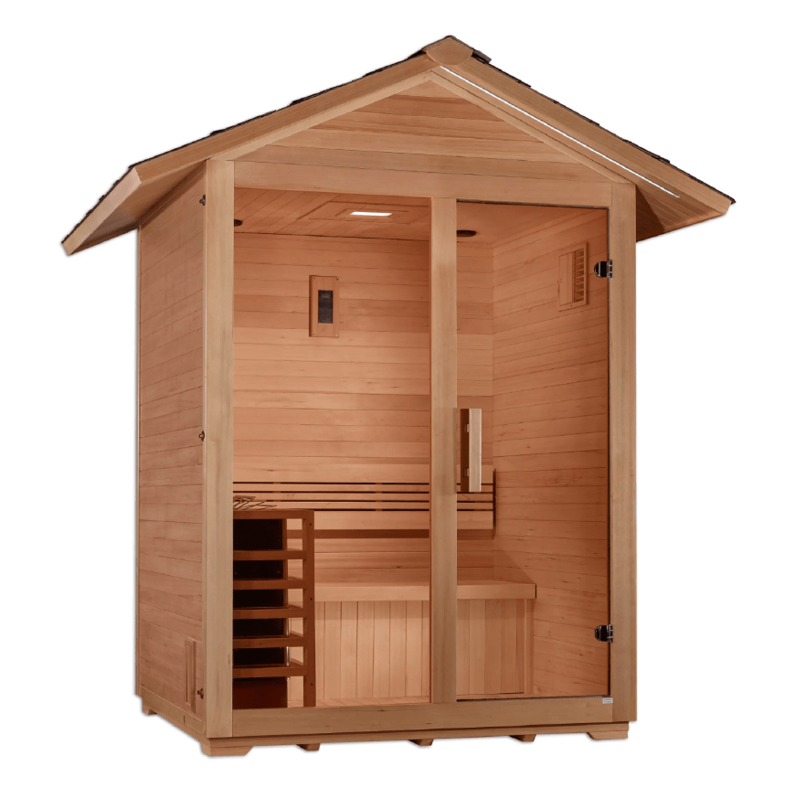 Golden Designs "Arlberg" 3 Person Traditional Outdoor Sauna - Canadian Hemlock - The Sauna Solution