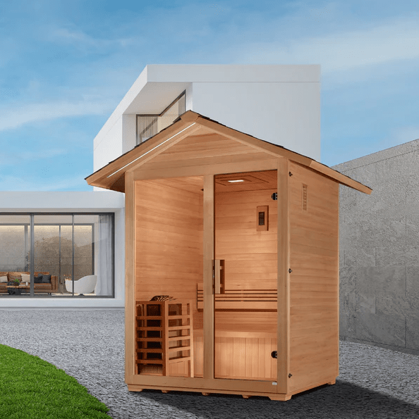 Golden Designs "Arlberg" 3 Person Traditional Outdoor Sauna - Canadian Hemlock - The Sauna Solution