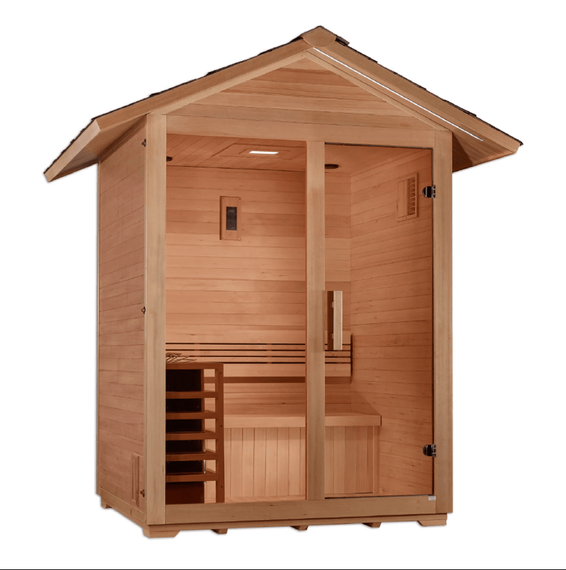 Golden Designs "Arlberg" 3 Person Traditional Outdoor Sauna - Canadian Hemlock - The Sauna Solution LLC