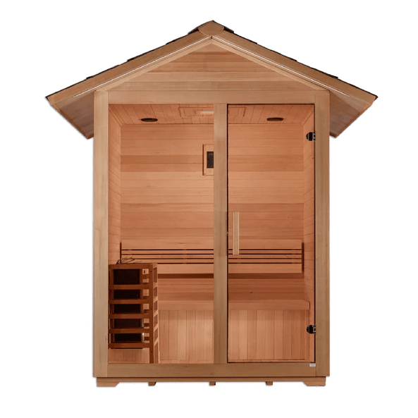 Golden Designs "Arlberg" 3 Person Traditional Outdoor Sauna - Canadian Hemlock - The Sauna Solution
