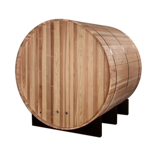 Golden Designs Arosa 4 - Person Outdoor Barrel Steam Sauna in Pacific Cedar Wood - The Sauna Solution