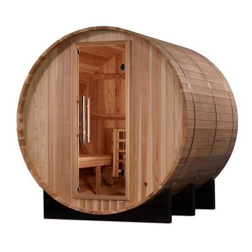 Golden Designs Arosa 4 - Person Outdoor Barrel Steam Sauna in Pacific Cedar Wood - The Sauna Solution LLC