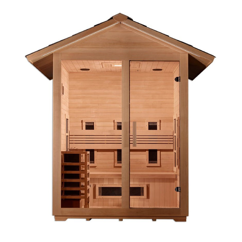 Golden Designs Carinthia 3 - Person Full Spectrum PureTech™ Outdoor Hybrid Sauna in Canadian Hemlock Wood - The Sauna Solution LLC