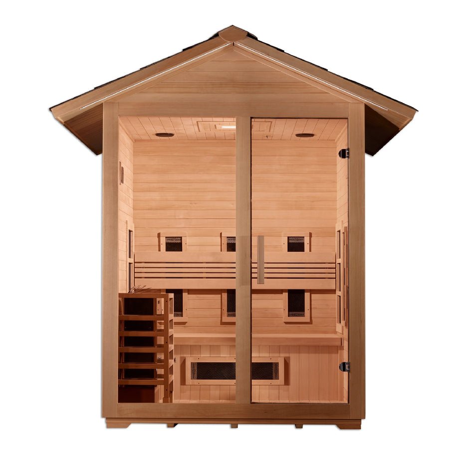 Golden Designs Carinthia 3 - Person Full Spectrum PureTech™ Outdoor Hybrid Sauna in Canadian Hemlock Wood - The Sauna Solution