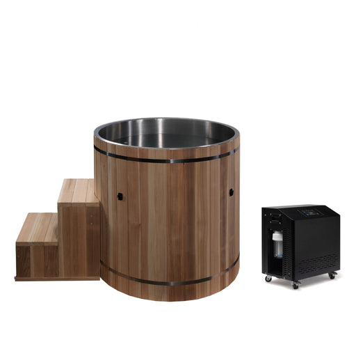 Golden Designs Dynamic Cold Therapy Barrel 304 Stainless Steel Cold Plunge with Chiller - The Sauna Solution