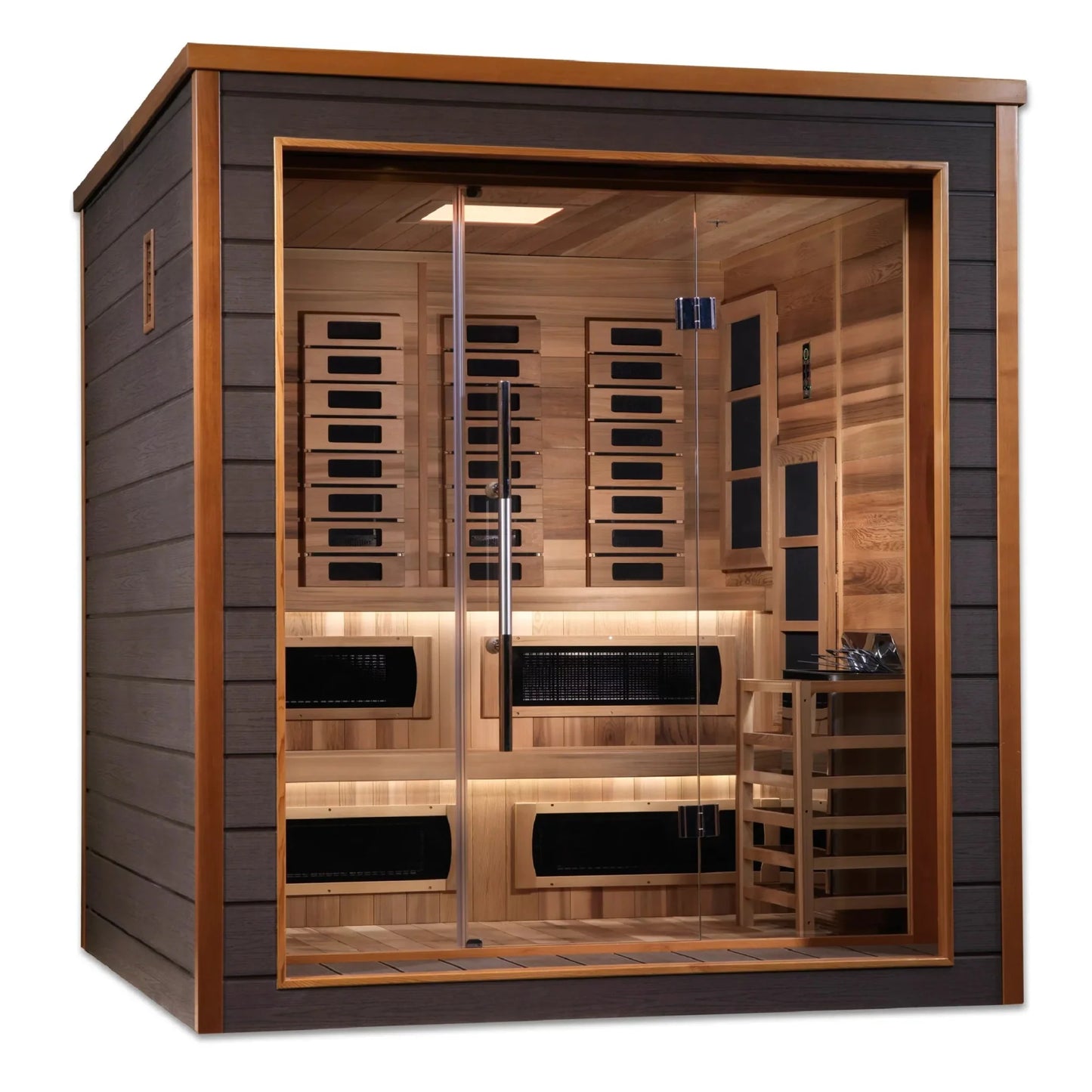 Golden Designs Karlstad PureTech 6 - Person Full Spectrum Hybrid Sauna in Red Cedar Wood - Sauna Heater Supply
