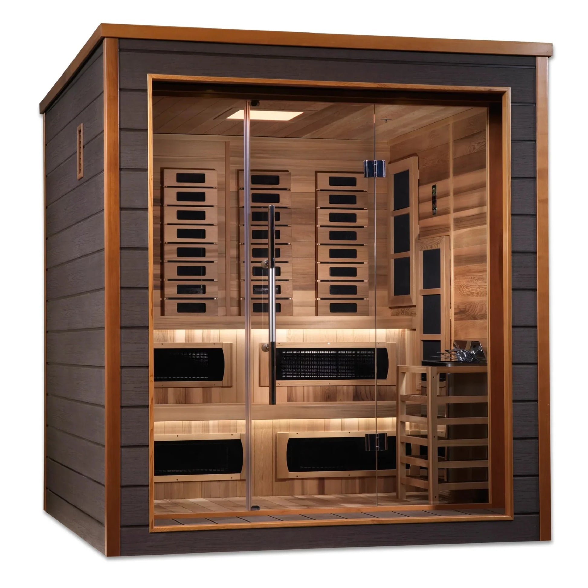 Golden Designs Karlstad PureTech 6 - Person Full Spectrum Hybrid Sauna in Red Cedar Wood - Sauna Heater Supply