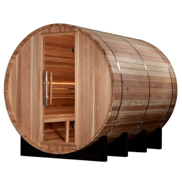 Golden Designs Klosters 6 - Person Barrel Traditional Sauna - Pacific Cedar - The Sauna Solution