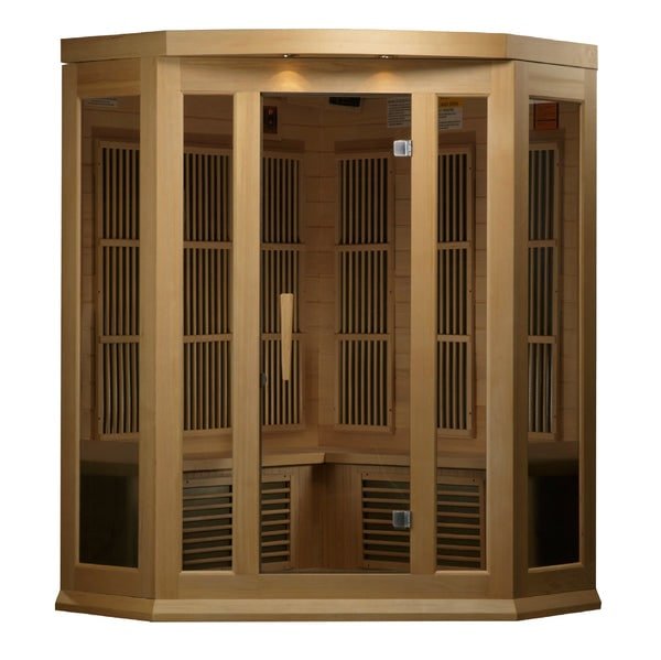 Golden Designs Maxxus 3 - Person Corner FAR Infrared Sauna Carbon Low EMF with Canadian Hemlock - The Sauna Solution LLC