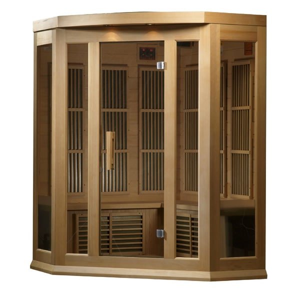 Golden Designs Maxxus 3 - Person Corner FAR Infrared Sauna Carbon Low EMF with Canadian Hemlock - The Sauna Solution LLC