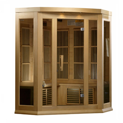 Golden Designs Maxxus 3 - Person Corner FAR Infrared Sauna Carbon Low EMF with Canadian Hemlock - The Sauna Solution LLC