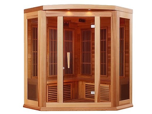 Golden Designs Maxxus 3 - Person Corner FAR Infrared Sauna Carbon Low EMF with Canadian Red Cedar - The Sauna Solution LLC